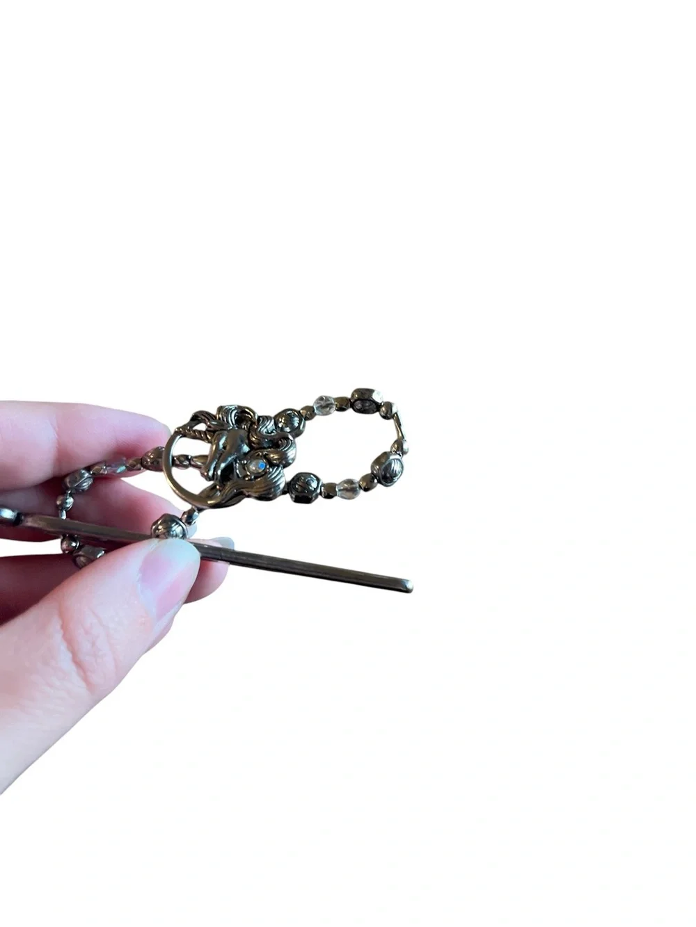 Lilla Rose Gwyneth Unicorn Silver Beaded Flexi Hair Clip Slide